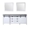 Lexora Marsyas 84" White Double Vanity, Grey Quartz Top, White Square Sinks And 34" Mirrors 2 Lexora Marsyas 84" White Double Vanity, Grey Quartz Top, White Square Sinks And 34" Mirrors -Home And Outdoor LM342284DAASM34 7