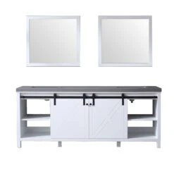 Lexora Marsyas 84" White Double Vanity, Grey Quartz Top, White Square Sinks And 34" Mirrors 25 Lexora Marsyas 84" White Double Vanity, Grey Quartz Top, White Square Sinks And 34" Mirrors -Home And Outdoor LM342284DAASM34 8