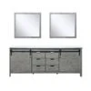 Lexora Marsyas 84" Ash Grey Double Vanity, White Quartz Top, White Square Sinks And 34" Mirrors