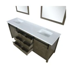 Lexora Marsyas 84" Rustic Brown Double Vanity, White Quartz Top, White Square Sinks And 34" Mirrors 23 Lexora Marsyas 84" Rustic Brown Double Vanity, White Quartz Top, White Square Sinks And 34" Mirrors -Home And Outdoor LM342284DKCSM34 11