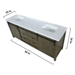 Lexora Marsyas 84" Rustic Brown Double Vanity, White Quartz Top, White Square Sinks And 34" Mirrors 24 Lexora Marsyas 84" Rustic Brown Double Vanity, White Quartz Top, White Square Sinks And 34" Mirrors -Home And Outdoor LM342284DKCSM34 12