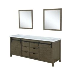 Lexora Marsyas 84" Rustic Brown Double Vanity, White Quartz Top, White Square Sinks And 34" Mirrors 20 Lexora Marsyas 84" Rustic Brown Double Vanity, White Quartz Top, White Square Sinks And 34" Mirrors -Home And Outdoor LM342284DKCSM34 7