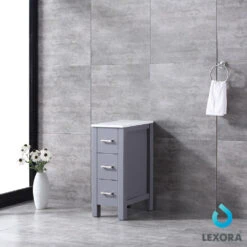 Lexora Volez 12" Dark Grey Side Cabinet, Phoenix Stone Top 16 Lexora Volez 12" Dark Grey Side Cabinet, Phoenix Stone Top -Home And Outdoor LV281712BFSSCB 2