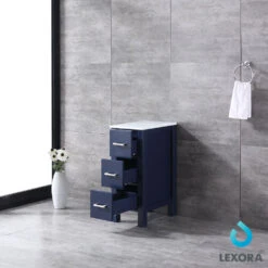 Lexora Volez 12" Navy Blue Side Cabinet, Phoenix Stone Top 16 Lexora Volez 12" Navy Blue Side Cabinet, Phoenix Stone Top -Home And Outdoor LV281712EFSSCB 3