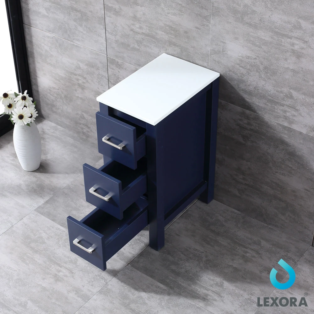 Lexora Volez 12" Navy Blue Side Cabinet, Phoenix Stone Top 9 Lexora Volez 12" Navy Blue Side Cabinet, Phoenix Stone Top - Image 7