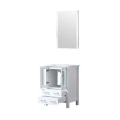 Lexora Volez 24" White Single Vanity, Integrated Top, White Integrated Square Sink And 22" Mirror 25 Lexora Volez 24" White Single Vanity, Integrated Top, White Integrated Square Sink And 22" Mirror -Home And Outdoor LV341824SAESM22 10
