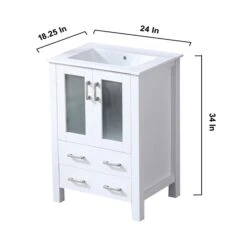 Lexora Volez 24" White Single Vanity, Integrated Top, White Integrated Square Sink And 22" Mirror 24 Lexora Volez 24" White Single Vanity, Integrated Top, White Integrated Square Sink And 22" Mirror -Home And Outdoor LV341824SAESM22 12