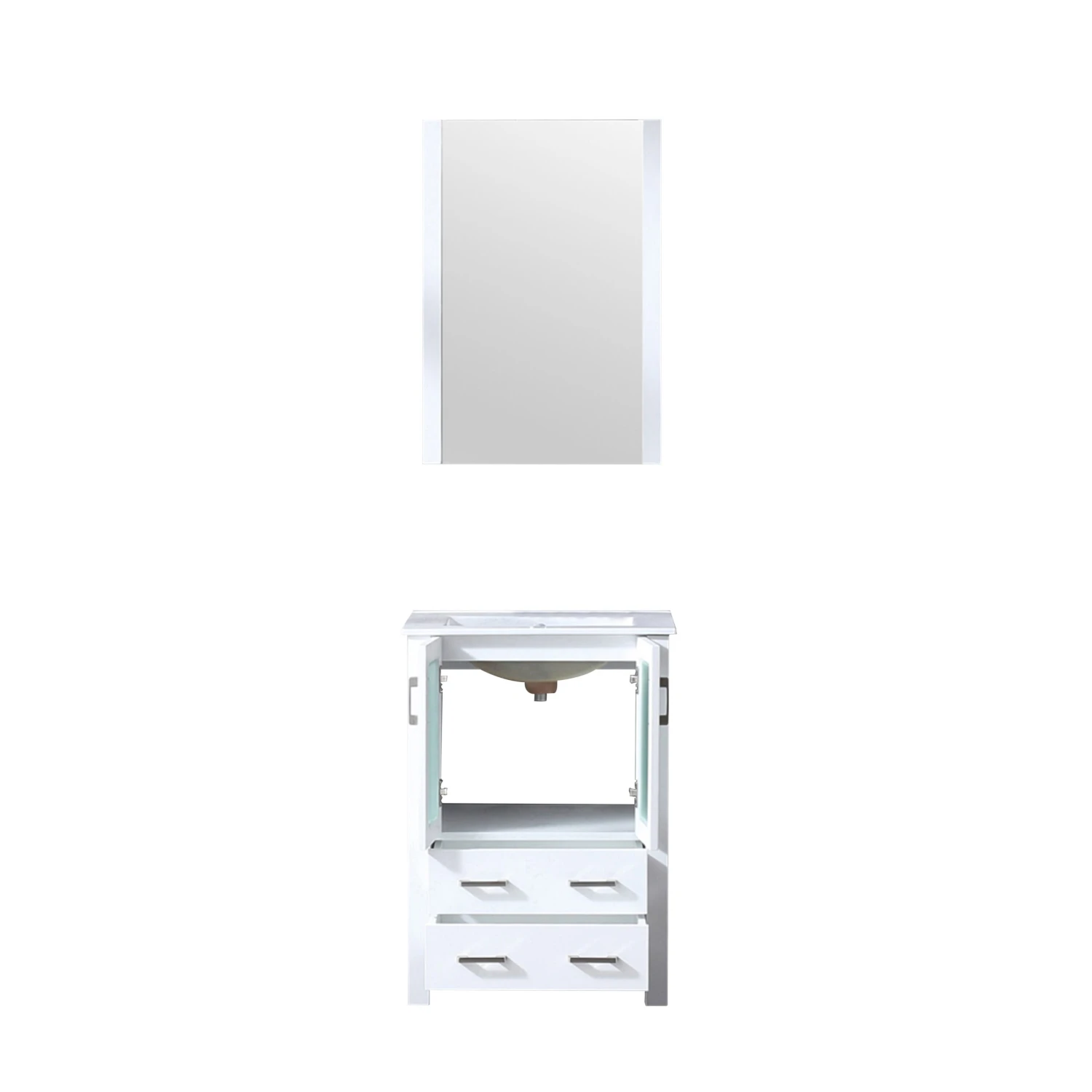 Lexora Volez 24" White Single Vanity, Integrated Top, White Integrated Square Sink And 22" Mirror 8 Lexora Volez 24" White Single Vanity, Integrated Top, White Integrated Square Sink And 22" Mirror - Image 6