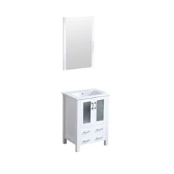 Lexora Volez 24" White Single Vanity, Integrated Top, White Integrated Square Sink And 22" Mirror 21 Lexora Volez 24" White Single Vanity, Integrated Top, White Integrated Square Sink And 22" Mirror -Home And Outdoor LV341824SAESM22 7