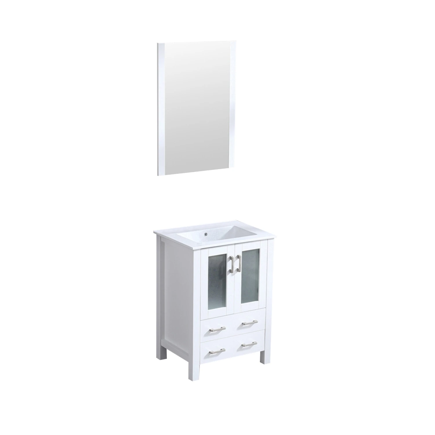 Lexora Volez 24" White Single Vanity, Integrated Top, White Integrated Square Sink And 22" Mirror 9 Lexora Volez 24" White Single Vanity, Integrated Top, White Integrated Square Sink And 22" Mirror - Image 7