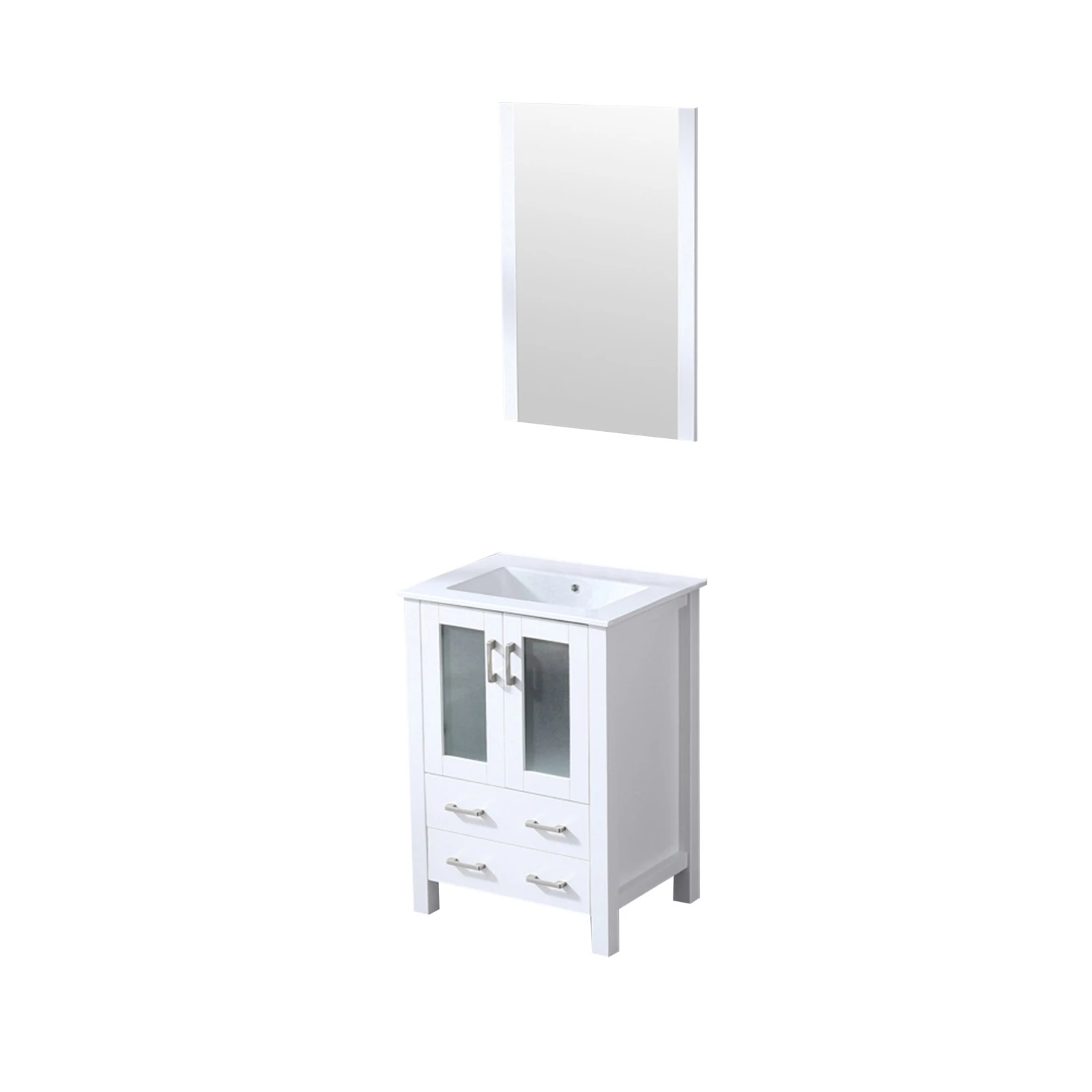 Lexora Volez 24" White Single Vanity, Integrated Top, White Integrated Square Sink And 22" Mirror 10 Lexora Volez 24" White Single Vanity, Integrated Top, White Integrated Square Sink And 22" Mirror - Image 8