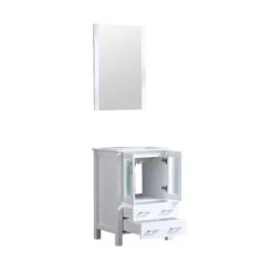 Lexora Volez 24" White Single Vanity, Integrated Top, White Integrated Square Sink And 22" Mirror 23 Lexora Volez 24" White Single Vanity, Integrated Top, White Integrated Square Sink And 22" Mirror -Home And Outdoor LV341824SAESM22 9