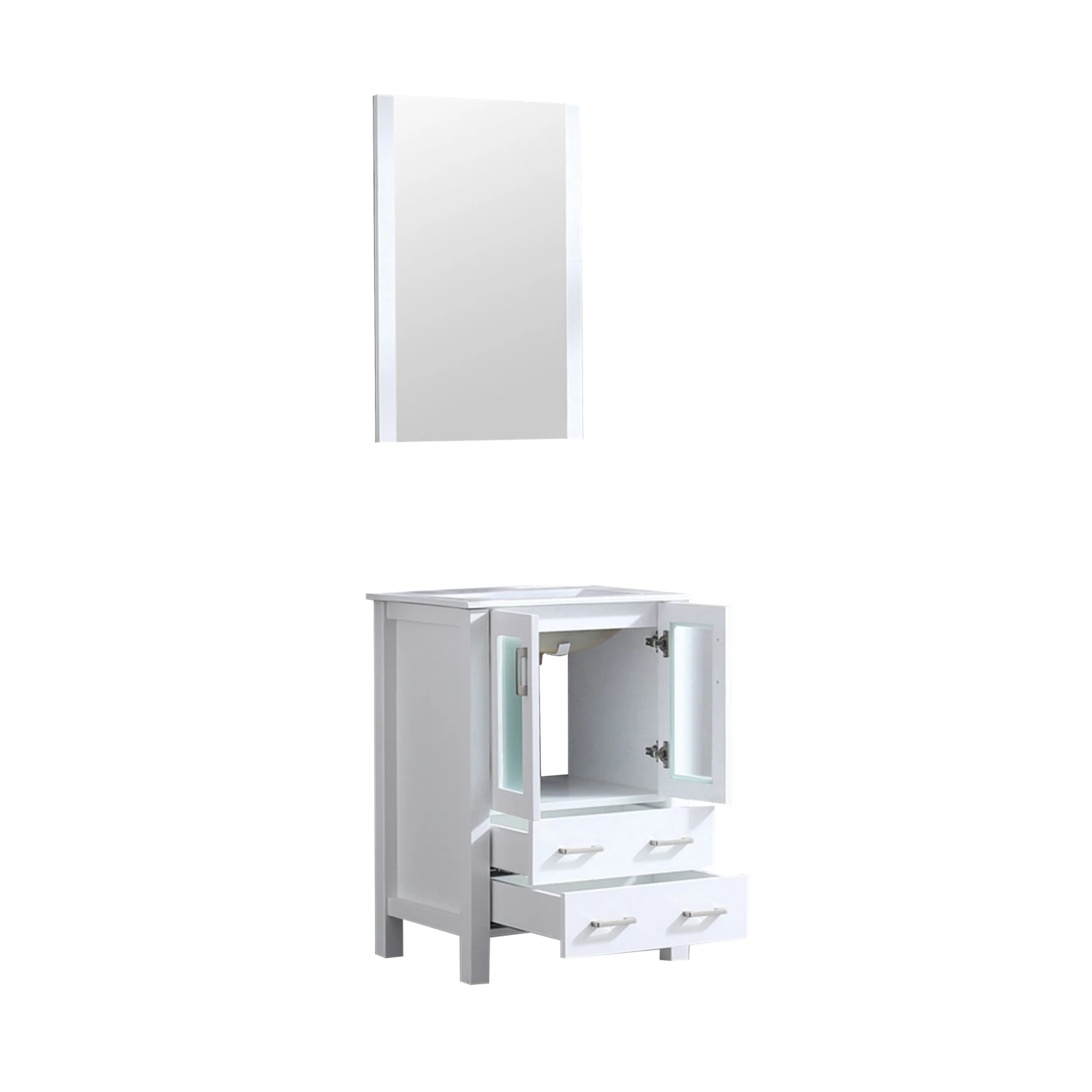 Lexora Volez 24" White Single Vanity, Integrated Top, White Integrated Square Sink And 22" Mirror 11 Lexora Volez 24" White Single Vanity, Integrated Top, White Integrated Square Sink And 22" Mirror - Image 9