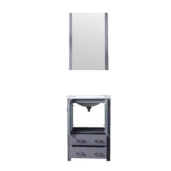 Lexora Volez 24" Dark Grey Single Vanity, Integrated Top, White Integrated Square Sink And 22" Mirror -Home And Outdoor LV341824SBESM22 6