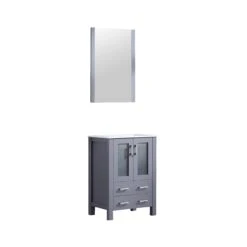 Lexora Volez 24" Dark Grey Single Vanity, Integrated Top, White Integrated Square Sink And 22" Mirror -Home And Outdoor LV341824SBESM22 7