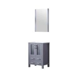 Lexora Volez 24" Dark Grey Single Vanity, Integrated Top, White Integrated Square Sink And 22" Mirror -Home And Outdoor LV341824SBESM22 8
