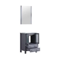 Lexora Volez 24" Dark Grey Single Vanity, Integrated Top, White Integrated Square Sink And 22" Mirror -Home And Outdoor LV341824SBESM22 9