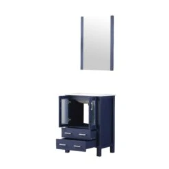 Lexora Volez 24" Navy Blue Single Vanity, Integrated Top, White Integrated Square Sink And 22" Mirror -Home And Outdoor LV341824SEESM22 10