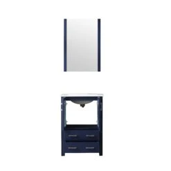 Lexora Volez 24" Navy Blue Single Vanity, Integrated Top, White Integrated Square Sink And 22" Mirror -Home And Outdoor LV341824SEESM22 6