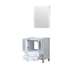 Lexora Volez 30" White Single Vanity, Integrated Top, White Integrated Square Sink And 28" Mirror -Home And Outdoor LV341830SAESM28 10