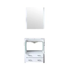 Lexora Volez 30" White Single Vanity, Integrated Top, White Integrated Square Sink And 28" Mirror -Home And Outdoor LV341830SAESM28 6