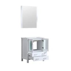 Lexora Volez 30" White Single Vanity, Integrated Top, White Integrated Square Sink And 28" Mirror -Home And Outdoor LV341830SAESM28 9
