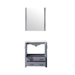 Lexora Volez 30" Dark Grey Single Vanity, Integrated Top, White Integrated Square Sink And 28" Mirror 20 Lexora Volez 30" Dark Grey Single Vanity, Integrated Top, White Integrated Square Sink And 28" Mirror -Home And Outdoor LV341830SBESM28 6