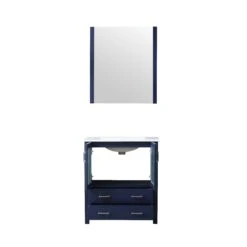 Lexora Volez 30" Navy Blue Single Vanity, Integrated Top, White Integrated Square Sink And 28" Mirror -Home And Outdoor LV341830SEESM28 6