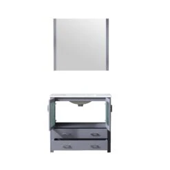 Lexora Volez 36" Dark Grey Single Vanity, Integrated Top, White Integrated Square Sink And 34" Mirror -Home And Outdoor LV341836SBESM34 6
