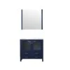 Lexora Volez 36" Navy Blue Single Vanity, Integrated Top, White Integrated Square Sink And 34" Mirror 2 Lexora Volez 36" Navy Blue Single Vanity, Integrated Top, White Integrated Square Sink And 34" Mirror -Home And Outdoor LV341836SEESM34 5