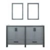 Lexora Ziva 60" Dark Grey Double Vanity, Cultured Marble Top, White Square Sink And 22" Mirrors -Home And Outdoor LZV352260SBJSM22 3