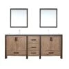 Lexora Ziva 80" Rustic Barnwood Double Vanity, Cultured Marble Top, White Square Sink And 30" Mirrors W/ Faucet
