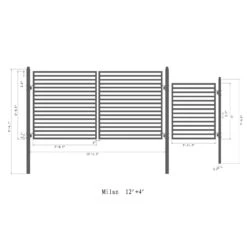 Aleko Steel Dual Swing Driveway Gate - MILAN Style - 12 Ft With Pedestrian Gate - 5 Ft SET12x4MILD-AP -Home And Outdoor SET12X4MILD 4 06158