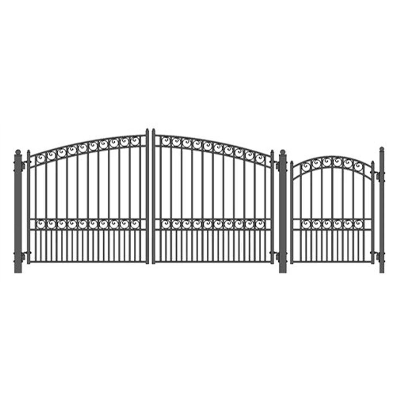 Aleko Steel Dual Swing Driveway Gate - PARIS Style - 12 Ft With Pedestrian Gate - 5 Ft SET12X4PARD-AP 3 Aleko Steel Dual Swing Driveway Gate - PARIS Style - 12 Ft With Pedestrian Gate - 5 Ft SET12X4PARD-AP