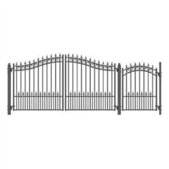 Aleko Steel Dual Swing Driveway Gate - PRAGUE Style - 12 Ft With Pedestrian Gate - 5 Ft SET12X4PRAD-AP