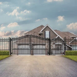 Aleko Steel Dual Swing Driveway Gate - PRAGUE Style - 12 Ft With Pedestrian Gate - 5 Ft SET12X4PRAD-AP 11 Aleko Steel Dual Swing Driveway Gate - PRAGUE Style - 12 Ft With Pedestrian Gate - 5 Ft SET12X4PRAD-AP -Home And Outdoor SET12X4PRAD AP 6 30222