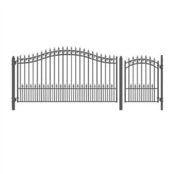 Aleko Steel Single Swing Driveway Gate - PRAGUE Style - 12 Ft With Pedestrian Gate - 5 Ft SET12X4PRAS-AP