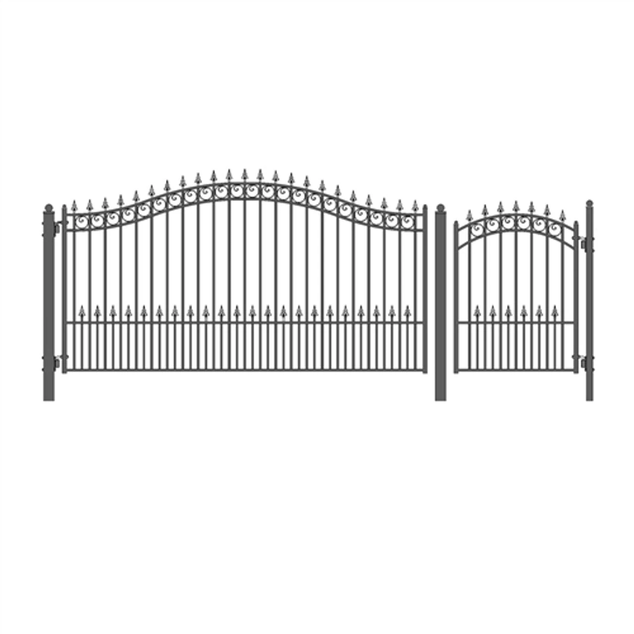 Aleko Steel Single Swing Driveway Gate - PRAGUE Style - 12 Ft With Pedestrian Gate - 5 Ft SET12X4PRAS-AP 3 Aleko Steel Single Swing Driveway Gate - PRAGUE Style - 12 Ft With Pedestrian Gate - 5 Ft SET12X4PRAS-AP