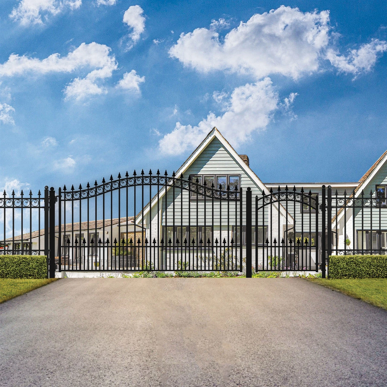 Aleko Steel Single Swing Driveway Gate - PRAGUE Style - 12 Ft With Pedestrian Gate - 5 Ft SET12X4PRAS-AP 5 Aleko Steel Single Swing Driveway Gate - PRAGUE Style - 12 Ft With Pedestrian Gate - 5 Ft SET12X4PRAS-AP - Image 3