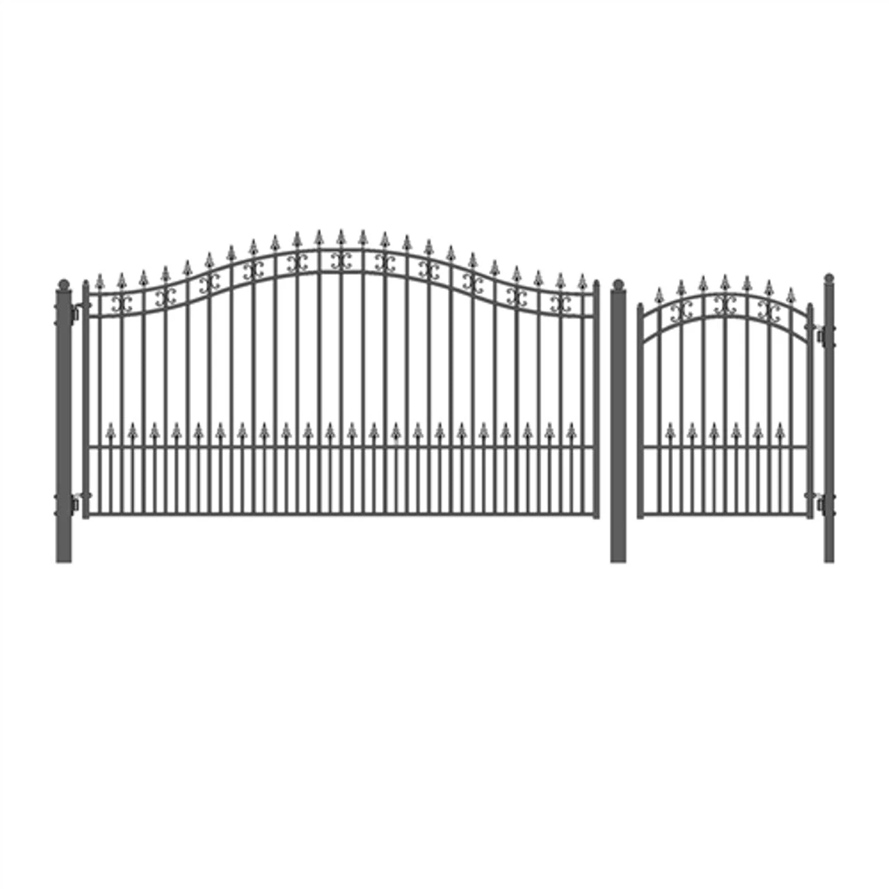 Aleko Steel Single Swing Driveway Gate - ST.LOUIS Style - 12 Ft With Pedestrian Gate - 5 Ft SET12X4STPS-AP 3 Aleko Steel Single Swing Driveway Gate - ST.LOUIS Style - 12 Ft With Pedestrian Gate - 5 Ft SET12X4STPS-AP