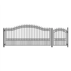 Aleko Steel Single Swing Driveway Gate - LONDON Style - 14 Ft With Pedestrian Gate - 5 Ft SET14X4LONS-AP