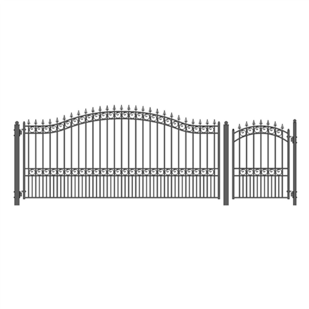 Aleko Steel Single Swing Driveway Gate - LONDON Style - 14 Ft With Pedestrian Gate - 5 Ft SET14X4LONS-AP 3 Aleko Steel Single Swing Driveway Gate - LONDON Style - 14 Ft With Pedestrian Gate - 5 Ft SET14X4LONS-AP