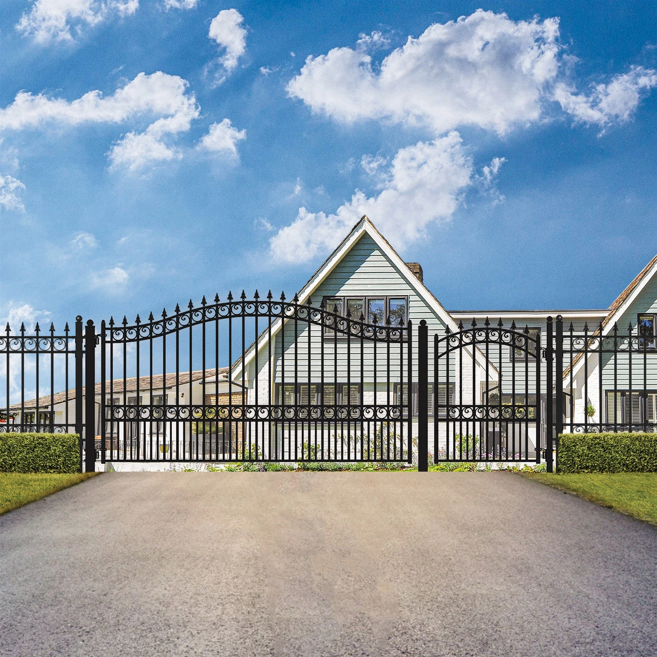 Aleko Steel Single Swing Driveway Gate - LONDON Style - 14 Ft With Pedestrian Gate - 5 Ft SET14X4LONS-AP 5 Aleko Steel Single Swing Driveway Gate - LONDON Style - 14 Ft With Pedestrian Gate - 5 Ft SET14X4LONS-AP - Image 3