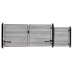 Aleko Steel Dual Swing Driveway Gate - MILAN Style - 14 Ft With Pedestrian Gate - 5 Ft SET14x4MILD-AP