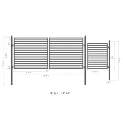 Aleko Steel Dual Swing Driveway Gate - MILAN Style - 14 Ft With Pedestrian Gate - 5 Ft SET14x4MILD-AP -Home And Outdoor SET14X4MILD 4 29213