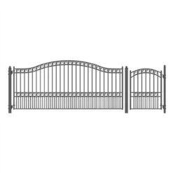 Aleko Steel Single Swing Driveway Gate - PARIS Style - 14 Ft With Pedestrian Gate - 5 Ft SET14X4PARS-AP