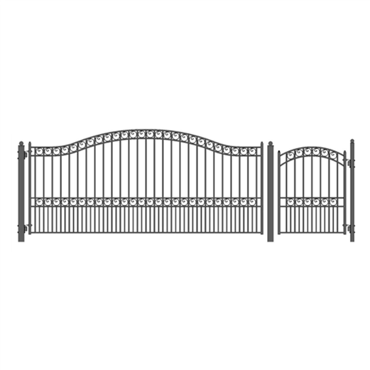 Aleko Steel Single Swing Driveway Gate - PARIS Style - 14 Ft With Pedestrian Gate - 5 Ft SET14X4PARS-AP 3 Aleko Steel Single Swing Driveway Gate - PARIS Style - 14 Ft With Pedestrian Gate - 5 Ft SET14X4PARS-AP