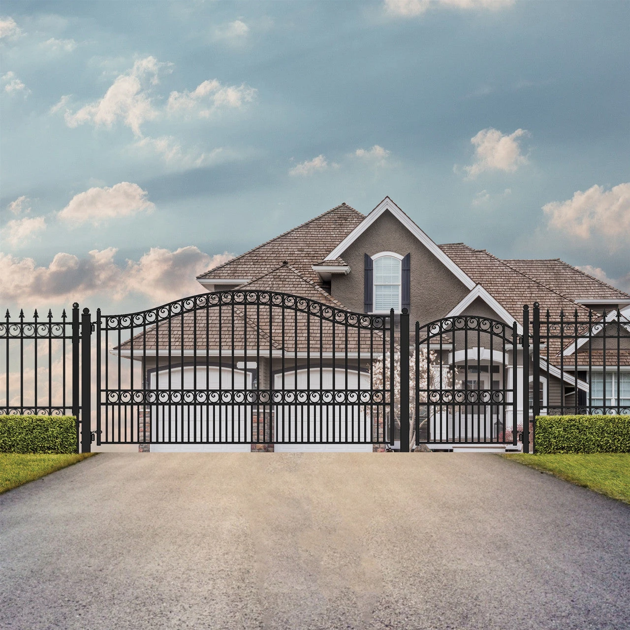 Aleko Steel Single Swing Driveway Gate - PARIS Style - 14 Ft With Pedestrian Gate - 5 Ft SET14X4PARS-AP 5 Aleko Steel Single Swing Driveway Gate - PARIS Style - 14 Ft With Pedestrian Gate - 5 Ft SET14X4PARS-AP - Image 3