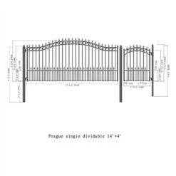 Aleko Steel Single Swing Driveway Gate - PRAGUE Style - 14 Ft With Pedestrian Gate - 5 Ft SET14X4PRAS-AP -Home And Outdoor SET14X4PRAS AP 3 24346