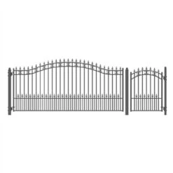 Aleko Steel Single Swing Driveway Gate - ST.LOUIS Style - 14 Ft With Pedestrian Gate - 5 Ft SET14X4STPS-AP